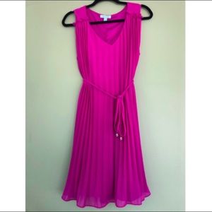 SHE & SKY Magenta Pink dress with belt size L EUC